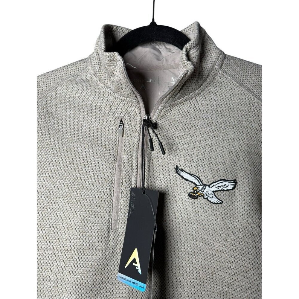 ANTIGUA PHILADELPHIA EAGLES MENS OATMEAL COURSE LONG SLEEVE QTR ZIP PULLOVER Med - Picture 3 of 9